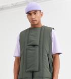 Noak Puffer Vest In Khaki-green