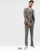 Harry Brown Tall Brown Micro-check Slim Fit Suit Pants - Brown