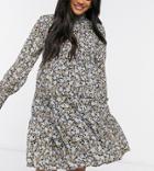 Pieces Maternity High Neck Smock Dress In Ditsy Floral-multi