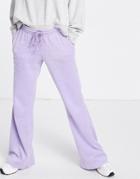 Weekday Roxanna Organic Cotton Velour Wide Leg Sweatpants In Purple