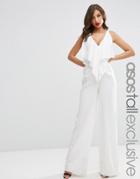 Asos Tall Exclusive Jumpsuit With Waterfall Front - Ivory