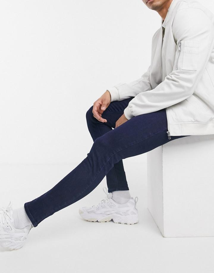 Asos Design Super Skinny Ankle Grazer Jeans In Indigo-blue