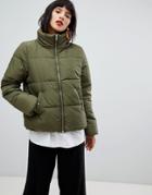 Pieces Padded Coat - Green