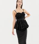 Asos Design Tall Premium Midi Bodycon Dress With Pephem-black