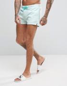 Asos Swim Shorts In Turquoise Seersucker Stripe In Super Short Length - Green