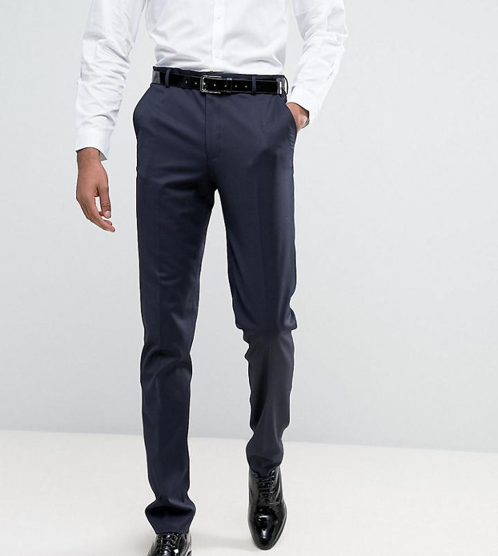 Asos Tall Slim Tuxedo Suit Pants In Navy - Navy