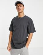 Topman Oversized Fit T-shirt In Charcoal - Charcoal-gray