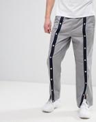 Asos Design Skater Pants In Gray With Front Poppers - Gray