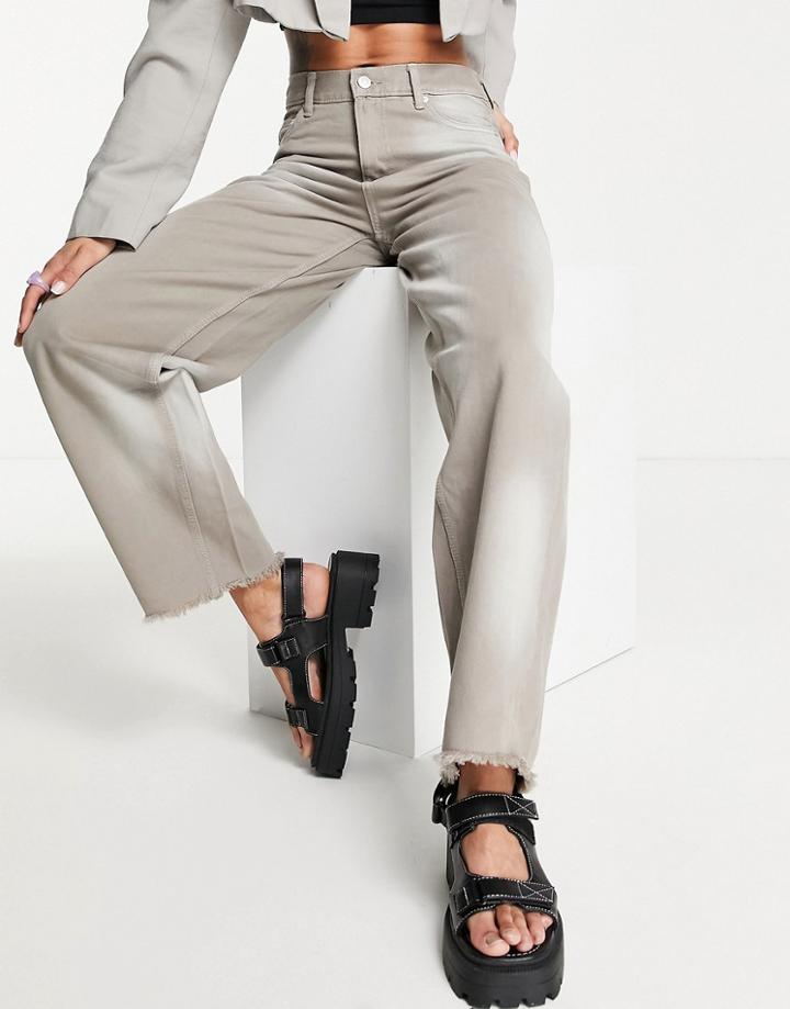 Weekday Faith Wide Leg Jeans In Sand-neutral