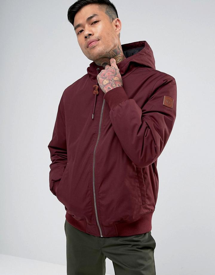 Element Dulcey Hooded Bomber Jacket In Burgundy - Red