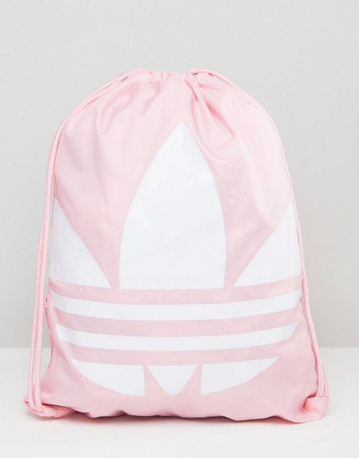 Adidas Originals Drawstring Backpack With Trefoil Logo - Pink