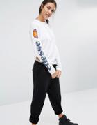 Ellesse Long Sleeve Top With Side Logo - White