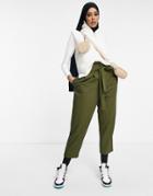 Asos Design Tailored Tie Waist Ankle Grazer Pants-green