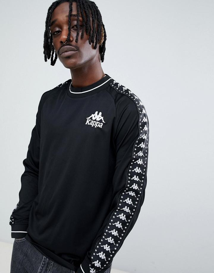Kappa Long Sleeve T-shirt With Contrast Ringer And Logo Taping In Black - Black