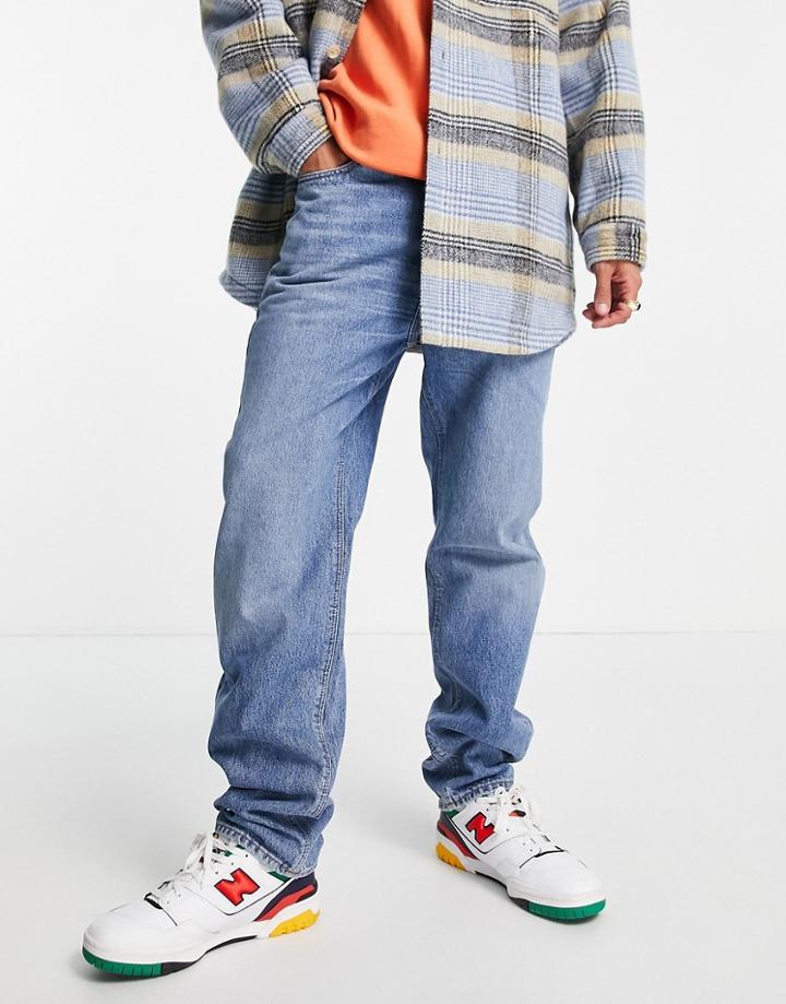 Asos Design Dad Fit Jeans In 90's Mid Wash - Mblue-blues