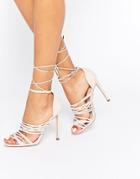 Asos Hazy Lace Up Sandals - Nude