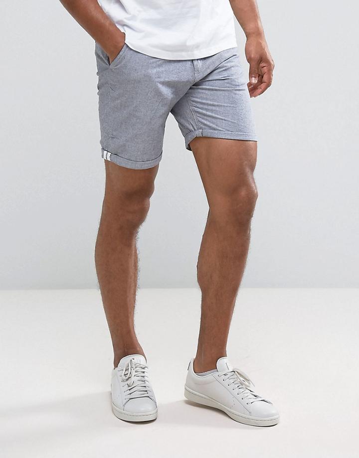 Brave Soul Oxford Cotton Shorts - Navy