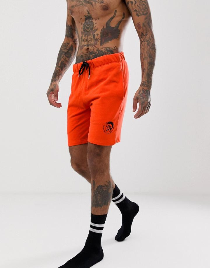 Diesel Logo Lounge Sweat Shorts In Orange - Orange