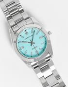 Christin Lars Womens Silver Watch With Turquoise Dial