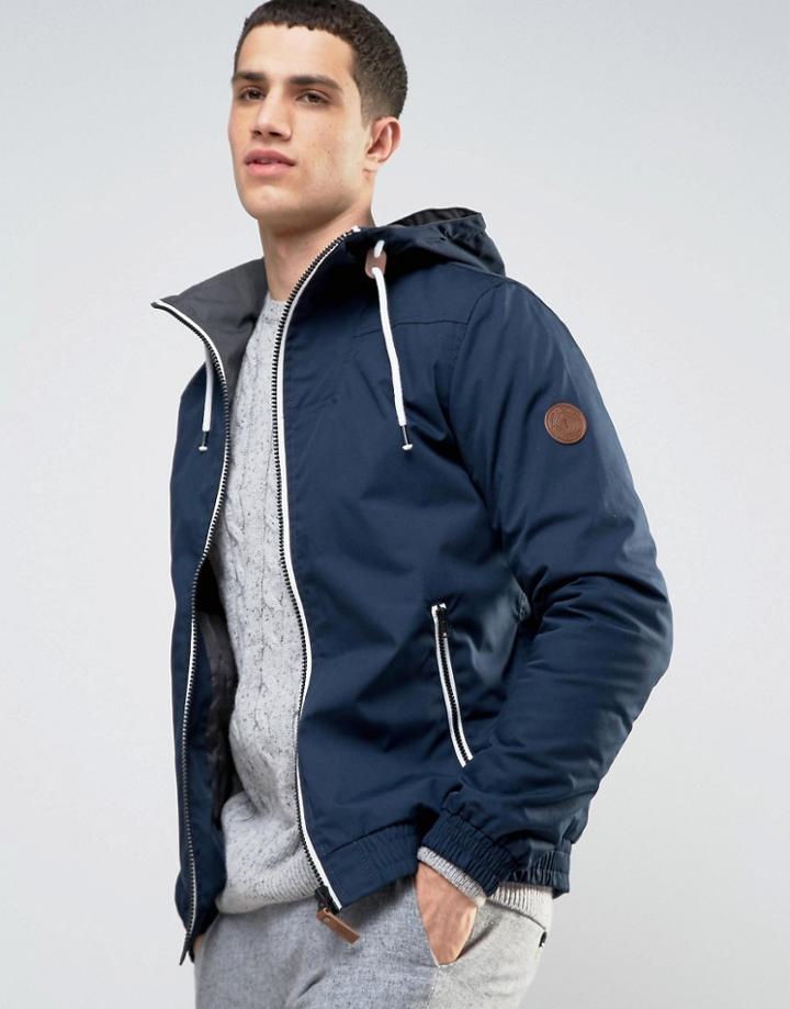 Solid Jacket With Hood - Navy