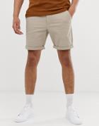 Asos Design Slim Chino Shorts In Beige