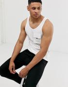 Jack & Jones Core Utiltity Pocket Tank With Curved Hem In White - White