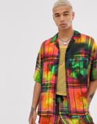 Jaded London Two-piece Revere Collar Shirt In Tie Dye Check-multi
