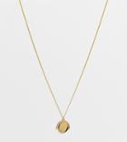 Asos Design 14k Gold Plated Necklace With Crystal Coin Pendant