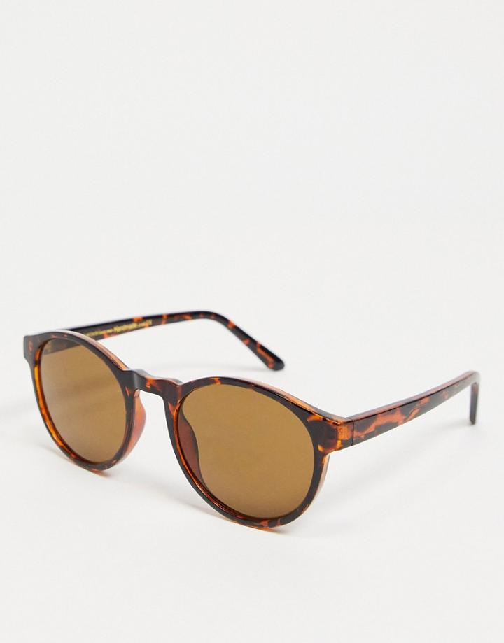 A.kjaerbede Marvin Unisex Round Sunglasses In Brown