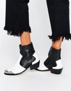 Asos Aphrodite Leather Western Ankle Boots - White
