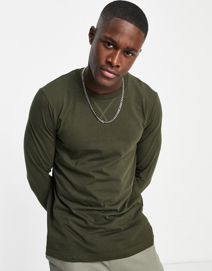 Brave Soul Long Sleeve Top In Khaki-green