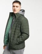 Guess Padded Jacket With Small Logo In Green