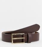 Asos Design Plus Smart Faux Leather Slim Belt In Brown - Brown