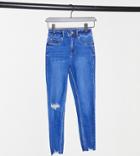 New Look Petite High Waist Disco Jeans In Bright Blue
