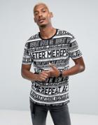Bershka Repeat After Me T-shirt In Black And White - Black