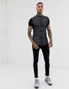 Siksilk Short Sleeve Shirt In Black With Jersey Sleeves-white