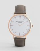 Mr Beaumont Watch With Rose Gold Case And Leather Strap - Gray