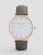 Mr Beaumont Watch With Rose Gold Case And Leather Strap - Gray