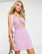 Topshop Twist Front Cut Out Jersey Mini Dress In Lilac-purple