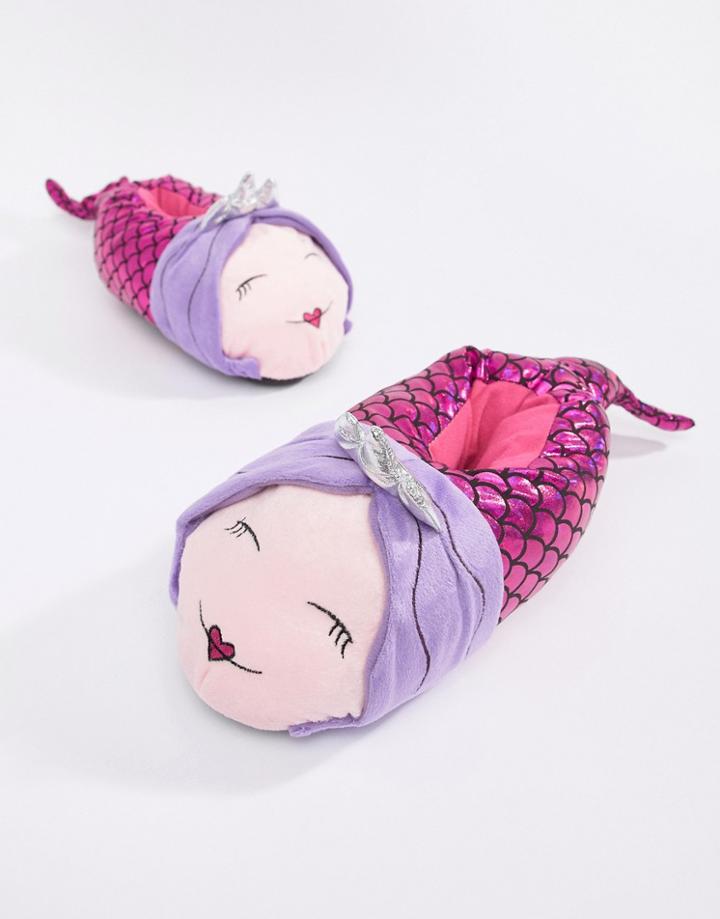 Loungeable Metallic Crown Mermaid Slipper - Purple