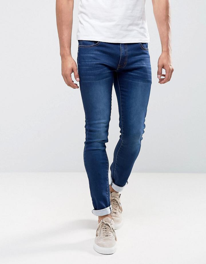 Soul Star Turn Up Skinny Fit Jeans - Blue