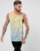 Asos Dropped Armhole Sleeveless T-shirt With Ombray Orange Dip-dye - Multi
