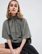 Asos White Soft Ruffle Top In Jacquard - Green