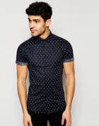 Asos Skinny Shirt With Star Print In Black - Black