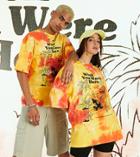 Collusion Unisex Overszied Orange Tie-dye T-shirt With Print In Pique Fabric