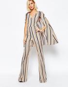 Lavish Alice 70's Stripe Cape Jumpsuit - Multi