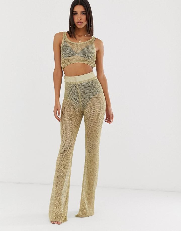 Missguided Two-piece Flare Pants In Gold - Black