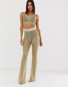 Missguided Two-piece Flare Pants In Gold - Black
