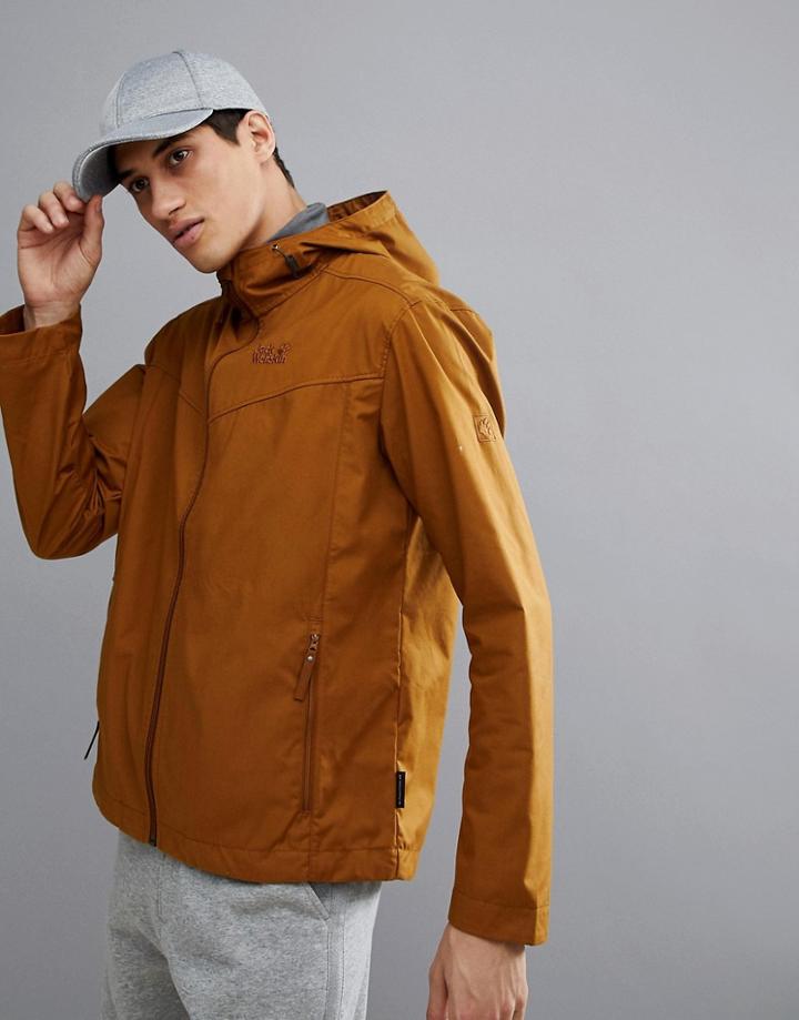 Jack Wolfskin Amber Road Hooded Jacket In Dark Tan - Tan