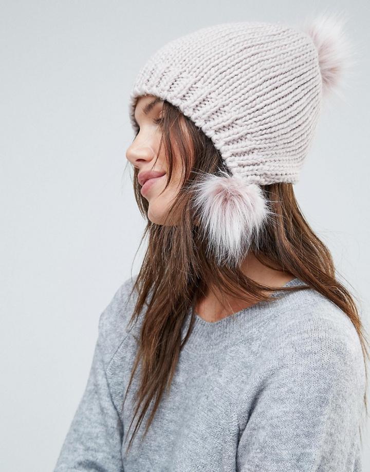 Urbancodetriple Pom Beanie In Pink - Pink